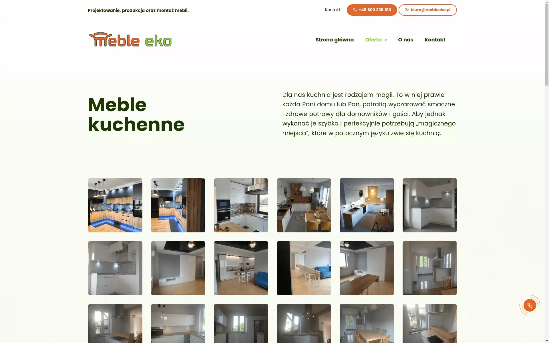 Galeria realizacji na stronie internetowej firmy Meble Eko w Tarnowie.
